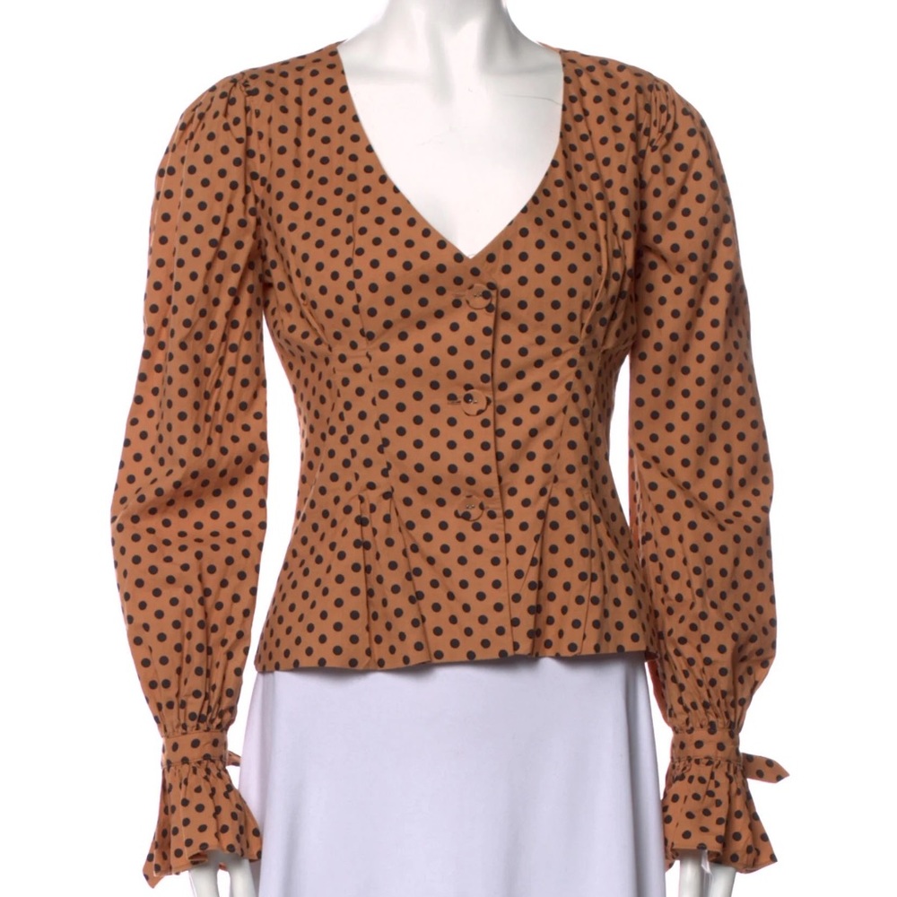 Majorelle tailored polka dot blouse